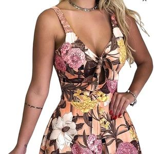 New cute floral pink romper-Front Tie Knot Rompers!!!